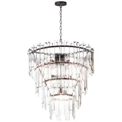 Maxim Warren 30" 12-light Dark Bronze And Glass Pendant Chandelier