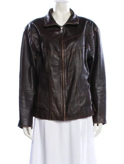 Pre-owned Maxima Leather Biker Jacket In Black