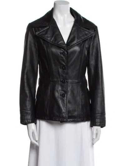 Pre-owned Maxima Leather Biker Jacket In Black