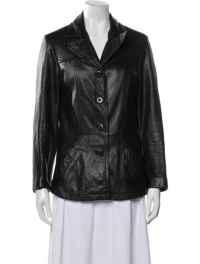 Pre-owned Maxima Leather Biker Jacket In Black