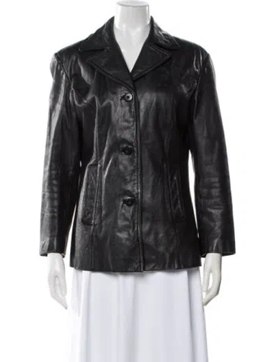 Pre-owned Maxima Leather Biker Jacket In Black