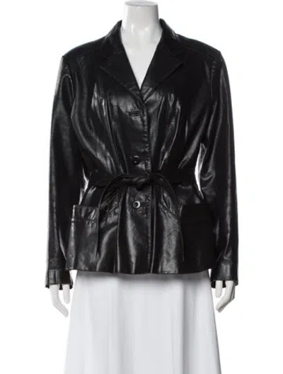 Pre-owned Maxima Leather Biker Jacket In Black