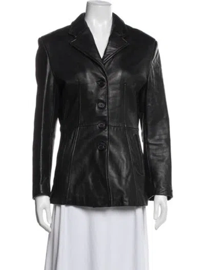 Pre-owned Maxima Leather Biker Jacket In Black