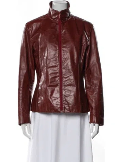 Pre-owned Maxima Leather Biker Jacket In Red