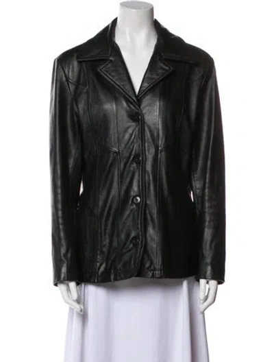 Pre-owned Maxima Leather Blazer In Black
