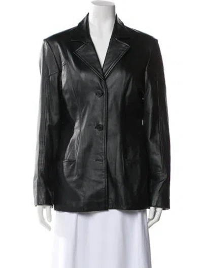 Pre-owned Maxima Leather Blazer In Black