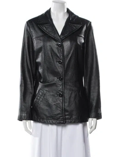 Pre-owned Maxima Leather Blazer In Gray