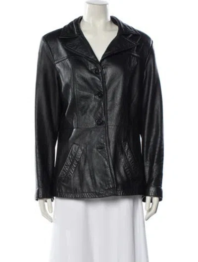 Pre-owned Maxima Leather Coat In Black