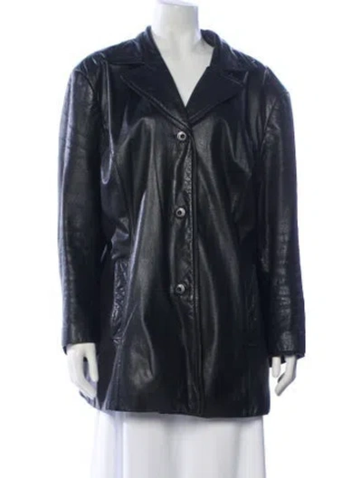 Pre-owned Maxima Leather Coat In Black