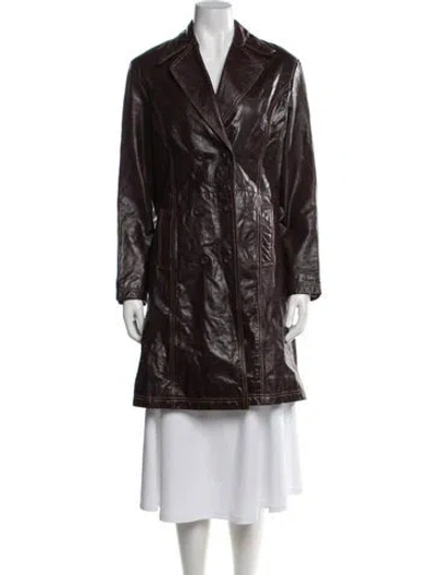 Pre-owned Maxima Leather Coat In Brown