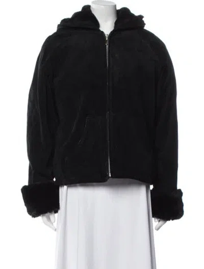 Pre-owned Maxima Leather Faux Fur Jacket In Black