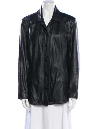 Pre-owned Maxima Leather Jacket In Black