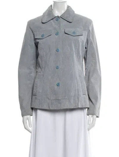 Pre-owned Maxima Leather Jacket In Gray