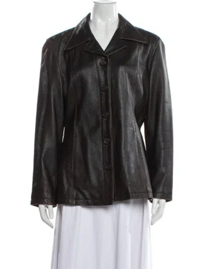 Pre-owned Maxima Leather Jacket In Gray