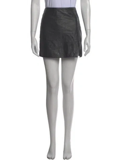 Pre-owned Maxima Leather Mini Skirt In Black