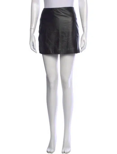 Pre-owned Maxima Leather Mini Skirt In Black