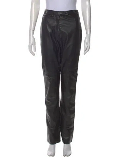 Pre-owned Maxima Leather Straight Leg Pants In Black