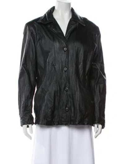 Pre-owned Maxima Leather Trench Coat In Gray