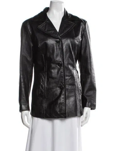 Pre-owned Maxima Wilsons Leather Biker Jacket In Black