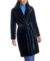 Maximilian Belted Shearling Coat In Blue