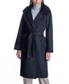 Maximilian Belted Wool Coat With Collar In Black