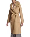 Maximilian Belted Wool Coat With Collar In Camel