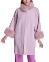 Maximilian Cashmere Kimono With Cashmere Goat Trim In Pink