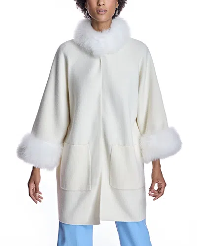 Maximilian Cashmere Kimono With Cashmere Goat Trim In Pink