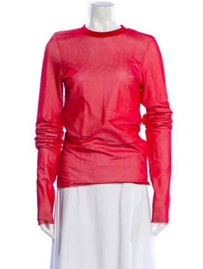 Pre-owned Maximilian Crew Neck Long Sleeve Top In Pink