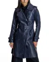 Maximilian Croc Stamped Leather Trench In Blue