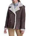 Maximilian Double Breasted Shearling Jacket In Brown
