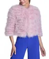 Maximilian Feather Bolero Jacket In Pink