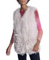 Maximilian Women's Long Feather Vest In Blush