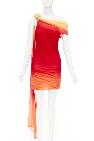 Pre-owned Maximilian Ferragamo  Davis 2023 Runway One Shoulder Red Ombre Mini Dress M