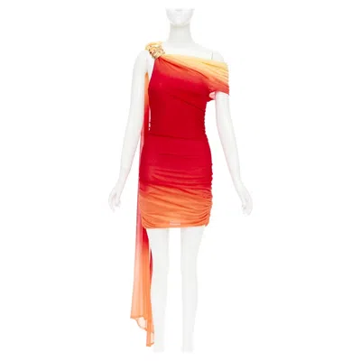 Pre-owned Maximilian Ferragamo  Davis 2023 Runway One Shoulder Red Ombre Tulle Dress M