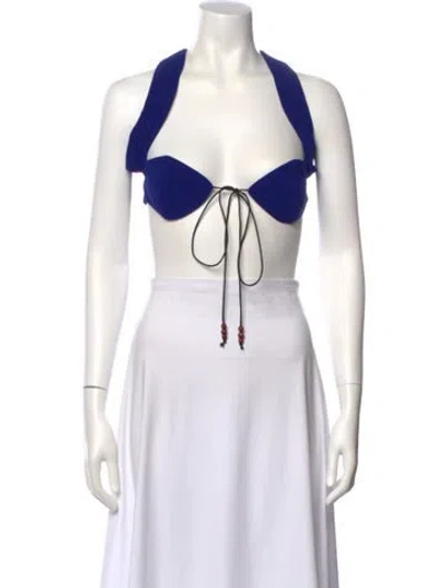 Pre-owned Maximilian Halterneck Sleeveless Crop Top In White