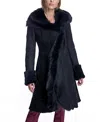 Maximilian Hooded Shearling Coat In Black/black