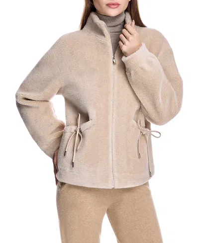 Maximilian Women's Wool Stand-collar Zip Jacket In Beige