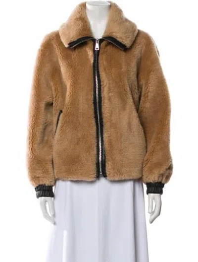Pre-owned Maximilian Lambswool Faux Fur Jacket In Brown