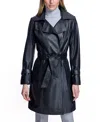 Maximilian Leather Belted Trench In Black