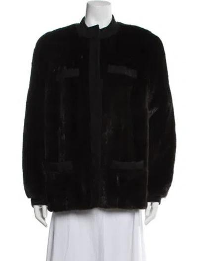 Pre-owned Maximilian Mink Faux Fur Jacket In Black