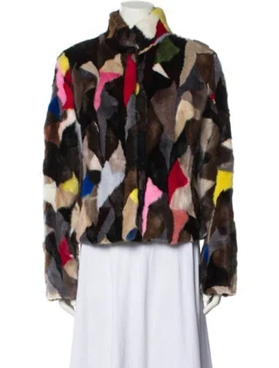Pre-owned Maximilian Mink Printed Fur Jacket In Black