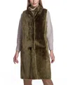Maximilian Reversible Shearling Lamb Vest In Olive