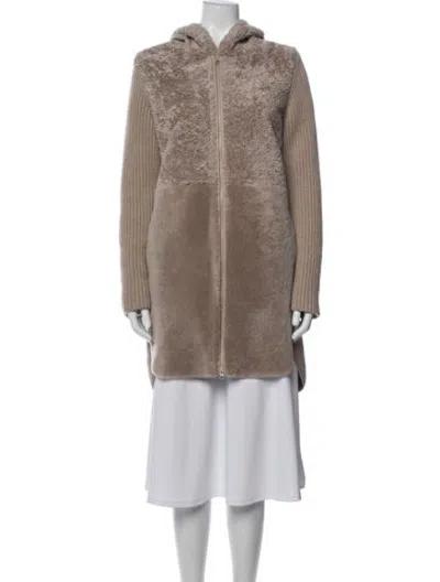 Pre-owned Maximilian Shearling Coat In Neutrals