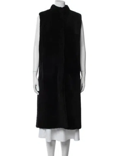 Pre-owned Maximilian Shearling Faux Fur Coat In Black