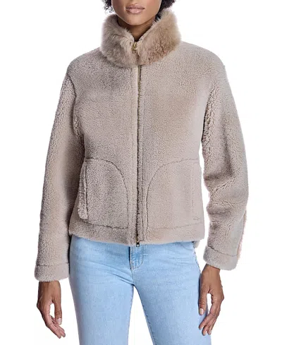 Maximilian Women's Boxy Shearling Jacket In Cafe Latte