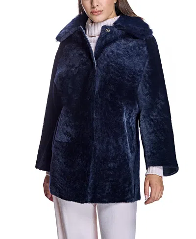Maximilian Shearling Lamb Jacket With Toscana Collar In Blue