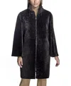 Maximilian Shearling Lamb Walking Coat In Black