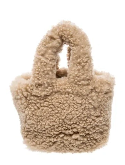 Pre-owned Maximilian Shearling Top Handle Bag In Neutral
