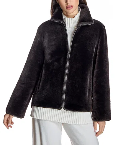 Maximilian Shearling Zipper Jacket In Brown